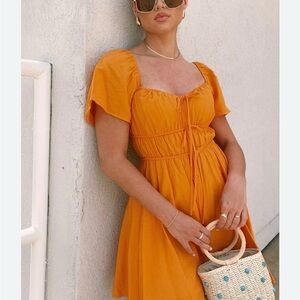 Gianni Bini Orange Talley Tiered Tie Front VNeck Short Sleeve Mini Dress Size 10